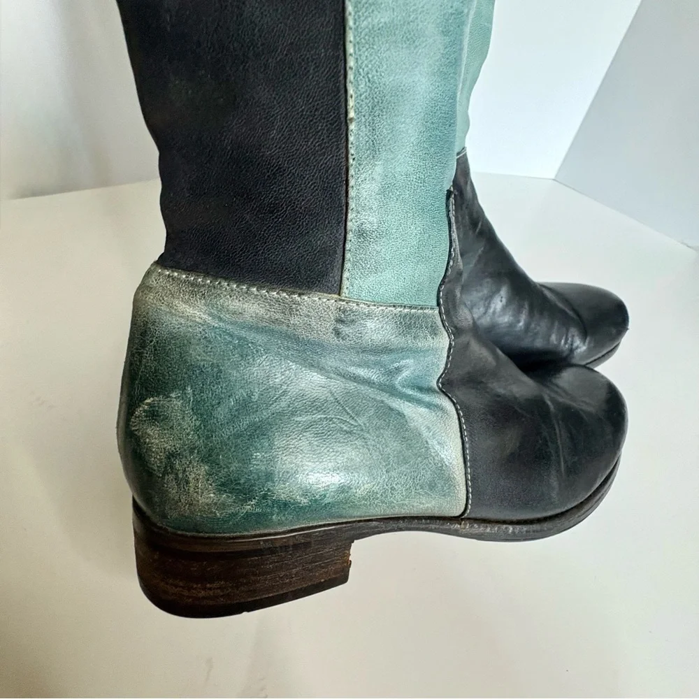 Vladì Boots Handmade in Venice Italy Rare Blue Black & Green Sz EU 38 US 7.5